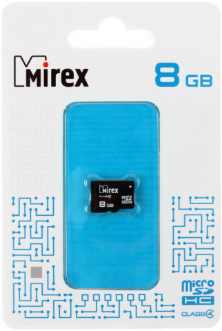 Карта памяти micro SDHC Mirex class 4, micro SDHC, class 4, 8 Gb