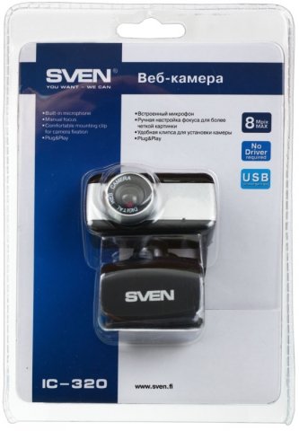 WEB-камера Sven IC-320, USB, проводная, черно-серебристая