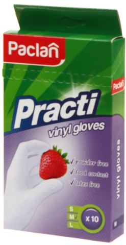 Перчатки виниловые неопудренные одноразовые Practi, размер M, 5 пар (10 шт.), прозрачные