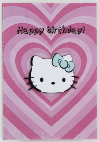 Открытка поздравительная ручной работы и конверт 105×147 мм, Happy Birthday. Kitty