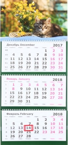 Календарь настенный трехрядный на 2018 год, «Котенок» 