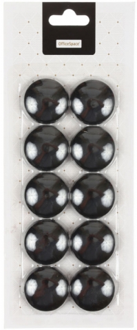 Магниты для досок OfficeSpace, диаметр 30 мм, 10 шт., черные