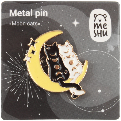Значок металлический Meshu Moon Сats 2