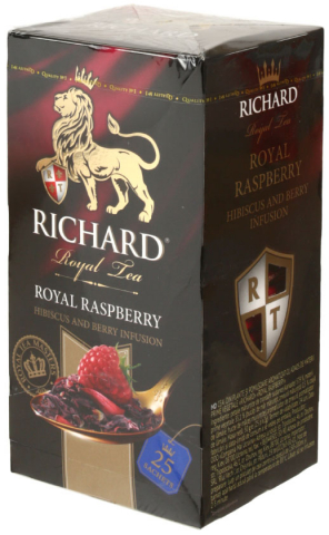 Чай Richard ароматизированный пакетированный, 50 г, 25 пакетиков, Royal Raspberry, ягодно-травяной чай с добавками