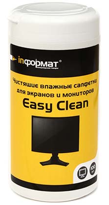 Салфетки чистящие для мониторов Easy Clean, 100 шт., в тубе