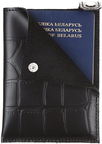 Футляр для паспорта «Кинг» 6053, 100*140 мм, рифленый, матовый черный