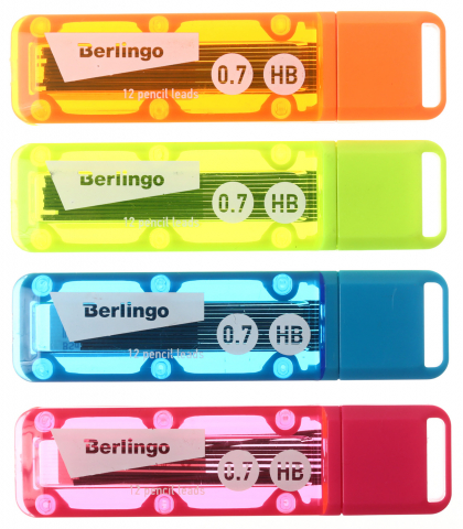 Грифели для автоматических карандашей Berlingo, толщина грифеля 0,7 мм, твердость ТМ, 12 шт., корпус ассорти Грифели для автоматических карандашей Berlingo, толщина грифеля 0,7 мм, твердость ТМ, 12 шт., корпус ассорти