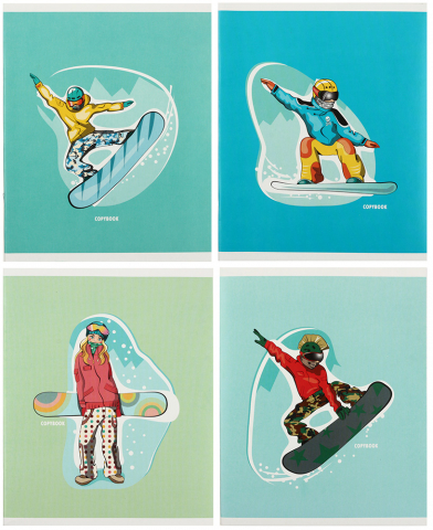 Тетрадь общая А5, 48 л. на скобе Snowboarding, 163*202 мм, линия, ассорти Тетрадь общая А5, 48 л. на скобе Snowboarding, 163*202 мм, линия, ассорти