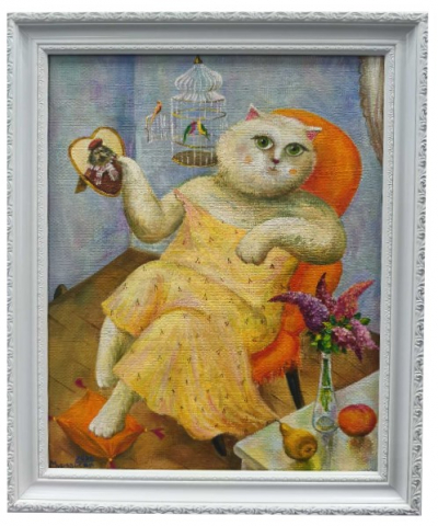 Картина «Котик сердце» (Муравьева Н.С.), 36*28 см, холст, масло