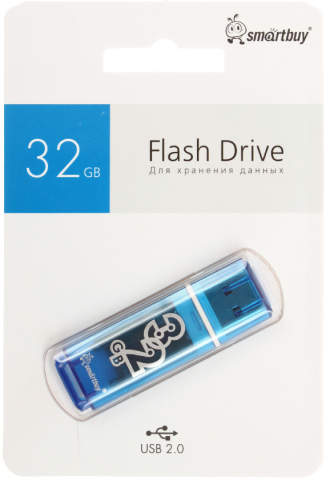 Флеш-накопитель SmartBuy Glossy (2.0), 32 Gb, корпус голубой Флеш-накопитель SmartBuy Glossy (2.0), 32 Gb, корпус голубой