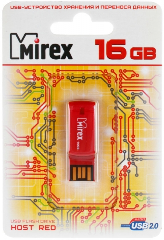 Флэш-накопитель Mirex Host, 16Gb, корпус красный