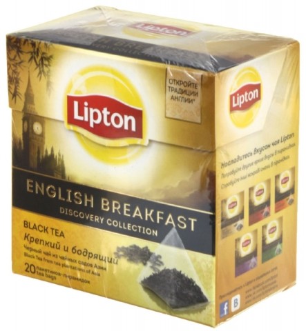 Чай Lipton ароматизированный пакетированный, 40 г, 20 пирамидок, English Breakfast Tea, черный чай Чай Lipton ароматизированный пакетированный, 40 г, 20 пирамидок, English Breakfast Tea, черный чай