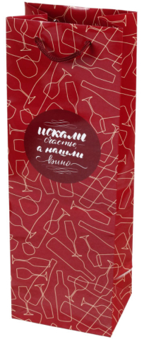 Пакет подарочный для бутылки ArtSpace 12×36×8,5 см, Red Theme