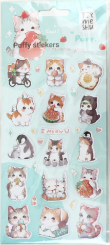 Наклейки объемные Meshu 10×23 см, 29 шт., I Meow You Наклейки объемные Meshu 10×23 см, 29 шт., I Meow You