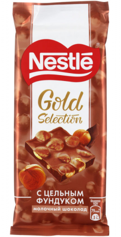 Шоколад Nestle, 85 г, Gold Selection, молочный с фундуком