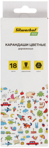 Карандаши цветные Silwerhof Eco 18 цветов, длина 175 мм Карандаши цветные Silwerhof Eco 18 цветов, длина 175 мм