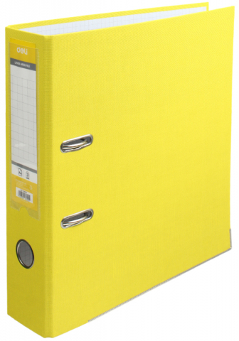 Папка-регистратор Deli «Эко» с односторонним ПВХ-покрытием, корешок 75 мм, желтый