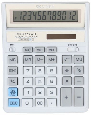 Калькулятор 12-разрядный Skainer SK-777XWH, белый