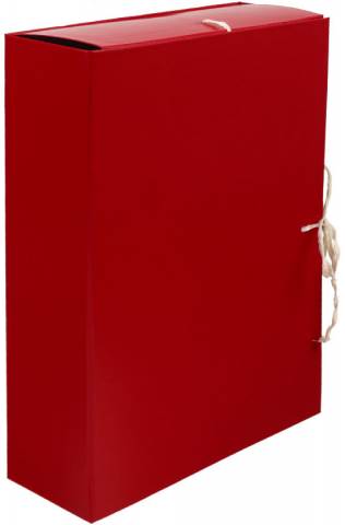 Короб-папка архивная из бумвинила на 4-х завязках Silwerhof, корешок 80 мм, 230*310*80 мм, красный