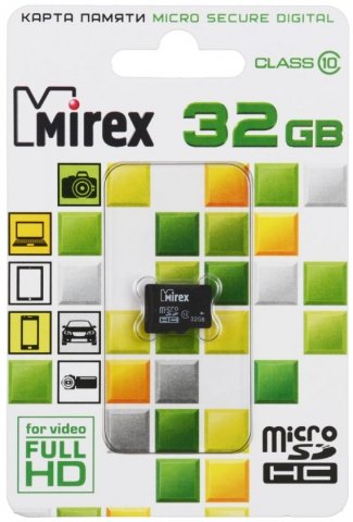 Карта памяти micro Mirex class 10, micro SDHC, class 10, 32 Gb