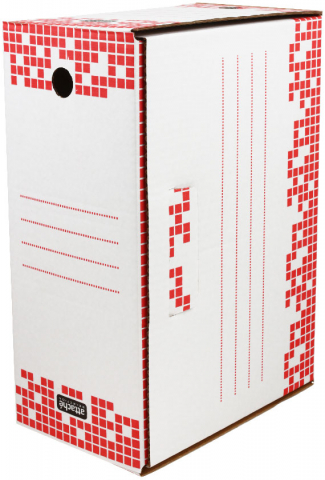 Короб архивный из гофрокартона Attache Selection, корешок 150 мм, 255*355*150 мм, белый с красным