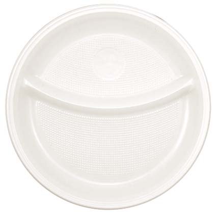 Тарелка одноразовая пластиковая «Мистерия», двухсекционная, диаметр 20,5см кремовая