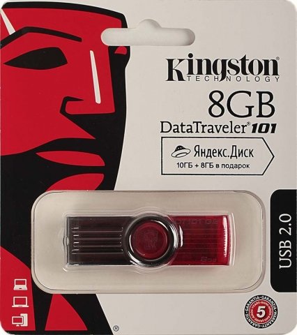 Флэш-накопитель Kingston DataTraveler 101 G2, 8 Gb, корпус красный