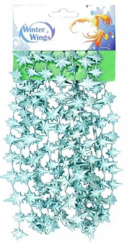 Украшение елочное «Звезды», длина 2,7 м, ширина 2,5 см, пластик, бирюзовые Украшение елочное «Звезды», длина 2,7 м, ширина 2,5 см, пластик, бирюзовые