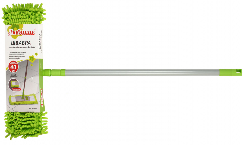 Швабра для пола «Любаша» размер насадки 40×10 см, длина черенка 70/120 см, зеленая Швабра для пола «Любаша» размер насадки 40×10 см, длина черенка 70/120 см, зеленая