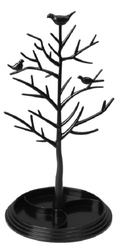 Подставка-органайзер для украшений Sima-Land 16×16×31,7 см, «Птички на дереве», черная