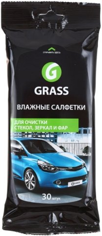 Салфетки влажные для стекол, зеркал и фар Grass, 30 шт.