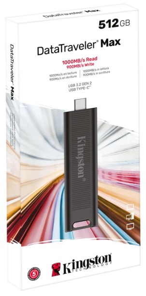 Флэш-накопитель Kingston DataTraveler Max (USB 3.2, Type-C), 512Gb, цвета корпуса ассорти