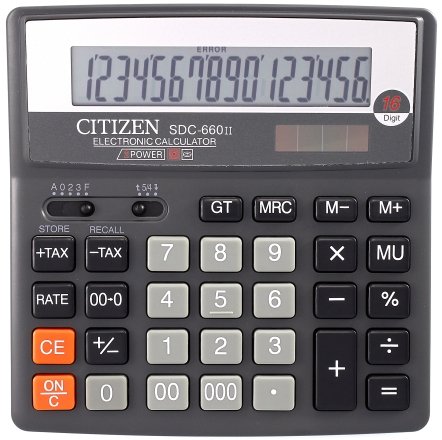 Калькулятор 16-разрядный Citizen SDC-660II, серый