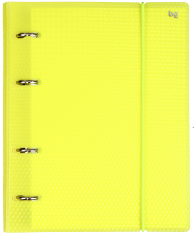 Тетрадь общая А5, 120 л. на кольцах BG Neon, 175*220 мм, клетка, желтая