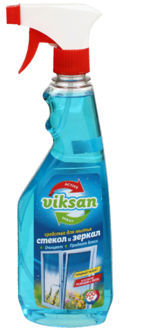 Средство для мытья стекол и зеркал Viksan, 500 мл, с распылителем