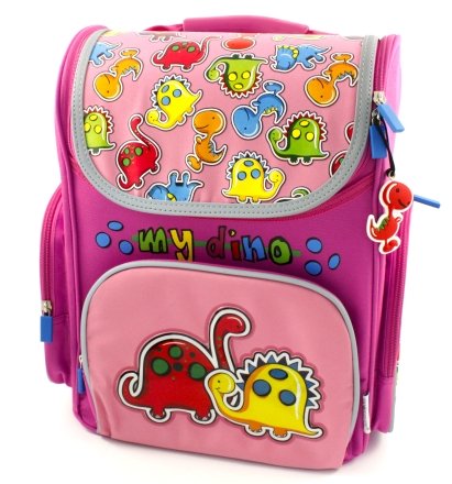 Ранец для средних классов My Dino, 280*360*150 мм, розовый+фиолетовый