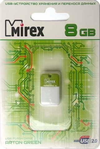Флэш-накопитель Mirex Arton, 8Gb, корпус бело-зеленый Флэш-накопитель Mirex Arton, 8Gb, корпус бело-зеленый