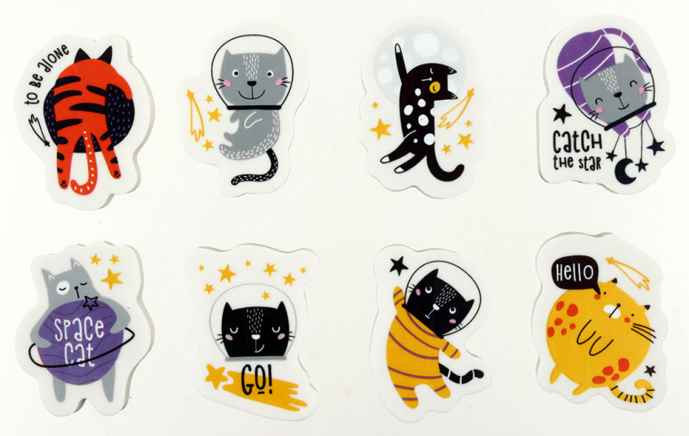 Ластик Meshu 40×30×13 мм, Space Cat, ассорти