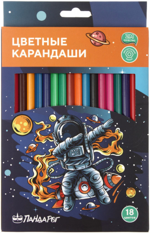 Карандаши цветные «ПандаРог. Космический серфер», 18 цветов, длина 175 мм Карандаши цветные «ПандаРог. Космический серфер», 18 цветов, длина 175 мм