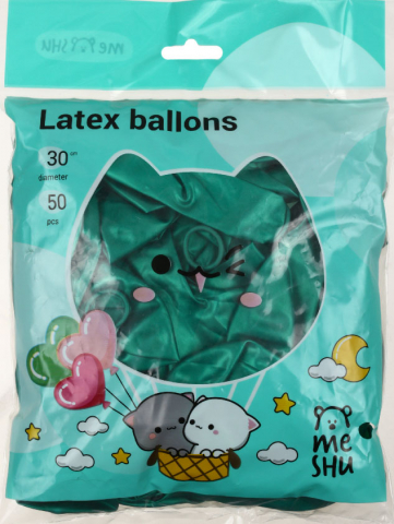 Шары воздушные Meshu, 50 шт., 12"/30 см, металлик, зеленые Шары воздушные Meshu, 50 шт., 12"/30 см, металлик, зеленые