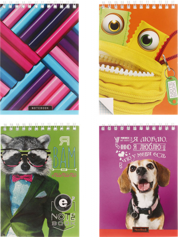 Блокнот на гребне «ПЗБМ», 105*145 мм, 40 л., клетка, «Микс 2», ассорти