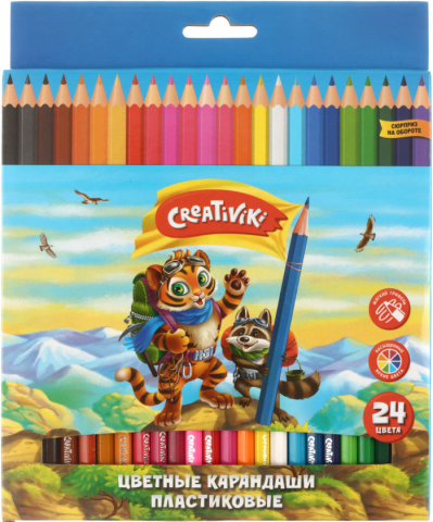 Карандаши цветные Creativiki, 24 цвета, длина 175 мм Карандаши цветные Creativiki, 24 цвета, длина 175 мм