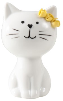 Фигурка керамическая Sima-Land 7,2×6,5×10,3 см, «Котик белый с жёлтыми цветочками на ушке, сидит»