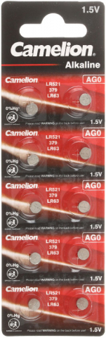 Батарейка щелочная дисковая Camelion Alkaline, AG0, LR521, 1.5V, 10 шт.