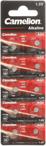 Батарейки щелочные дисковые Camelion Alkaline AG0, LR521, 1.5V, 10 шт.