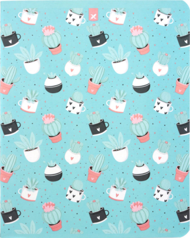 Тетрадь общая А5, 48 л. на скобе Sensitive Cactus, 162*203 мм, клетка