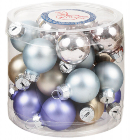 Набор шаров новогодних «Микс» (стекло), диаметр 2,5 см, 24 шт., «Шёлк микс», ассорти