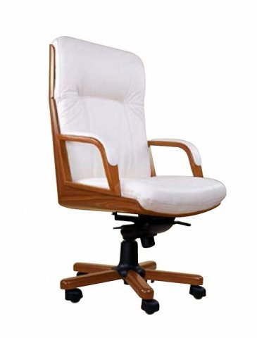 Кресло офисное Roma P Lux для руководителей, дерево (орех), обивка - бежевая кожа