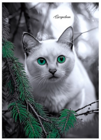 Ежедневник недатированный А5 «Зеленоглазый кот», 148*206 мм, 80 л., линия Ежедневник недатированный А5 «Зеленоглазый кот», 148*206 мм, 80 л., линия