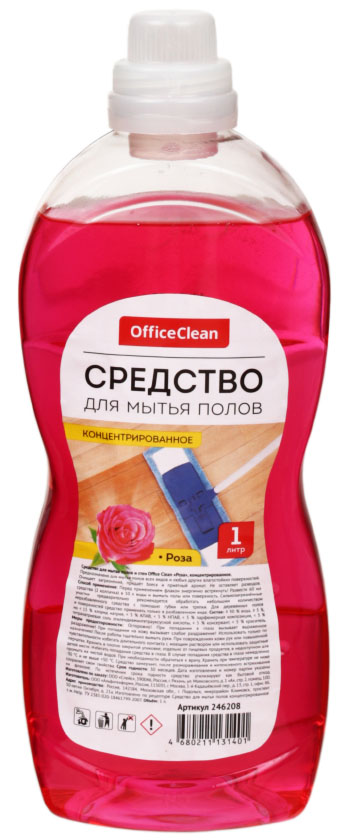 Средство для мытья полов Office Clean «Универсал», 1000 мл, «Роза»